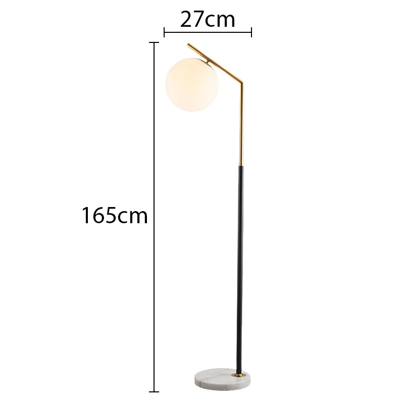 Modern Style Nordic Led Floor Lamp Iron Bedside Night Light White Glass Lampshade Waterproof Hotel Contemporary Design