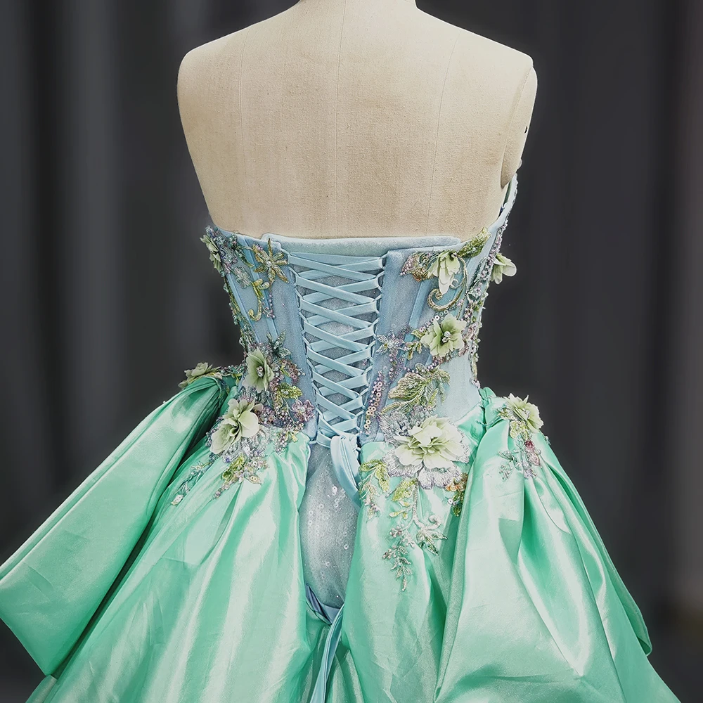 Romantic Mint Mambo Green Evening Dress Women 2024 Strapless With Shiny 1216