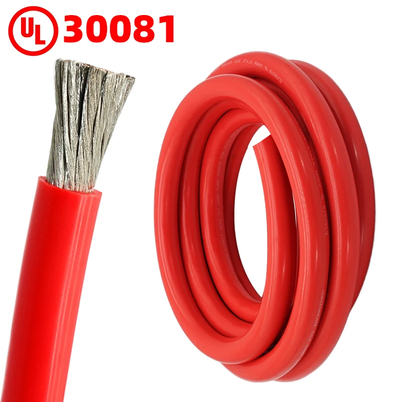 Custom UL 30081 Low-smoke Halogen-free Flexible Silicone Cable 2 4 6 Awg Tinned Copper 13mm Car Electric Wire Cable