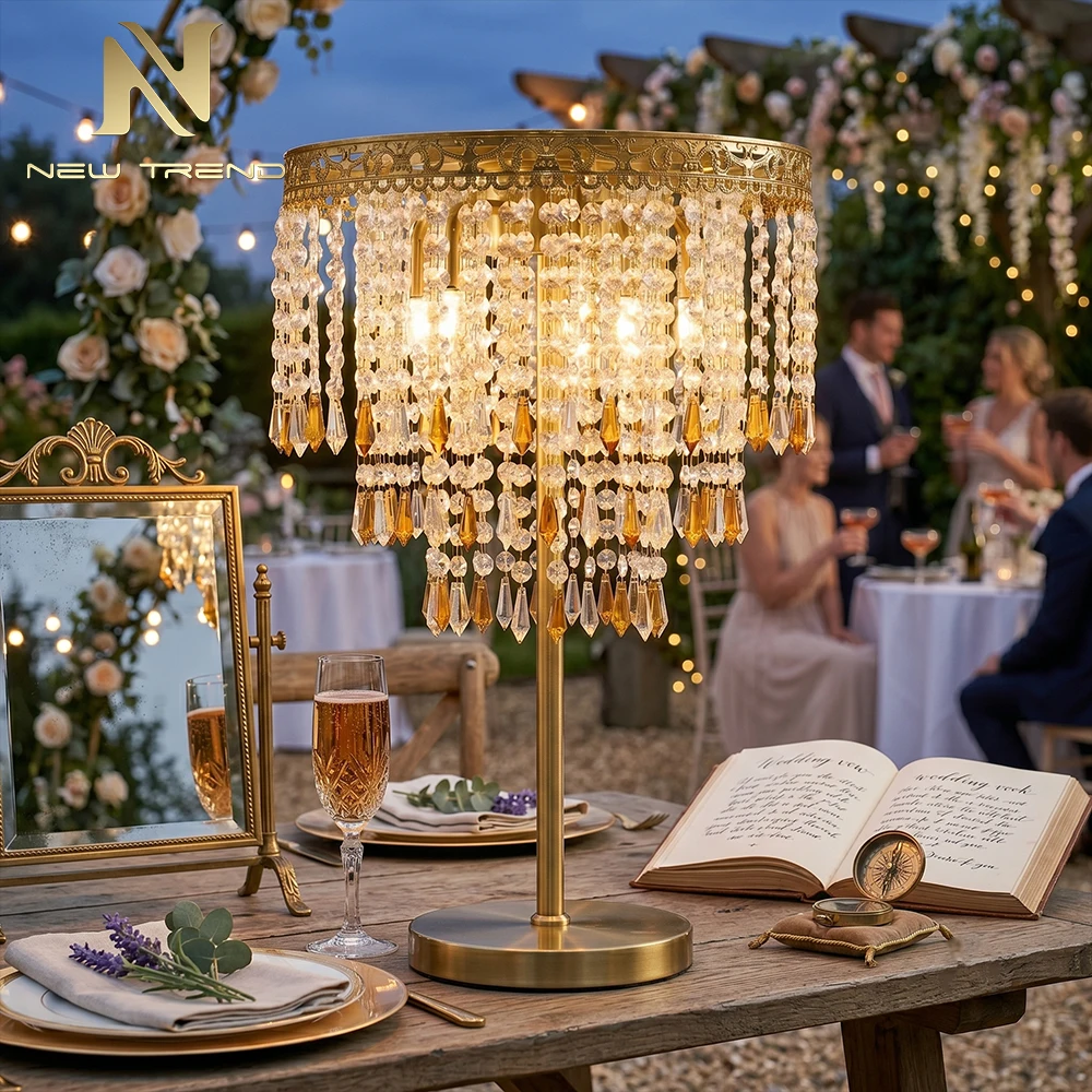 cPL-500 Luxe draadloze kristallen tafellamp – aanraakdimbare, oplaadbare LED-centrumstuk voor bruiloften en evenementen