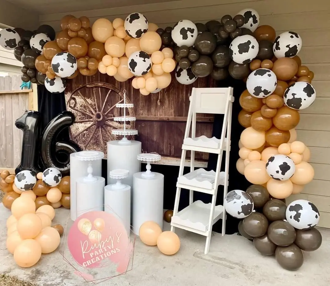 Cow Balloons Garland Arch Kit With Neutral Brown Blush Balloon For ...