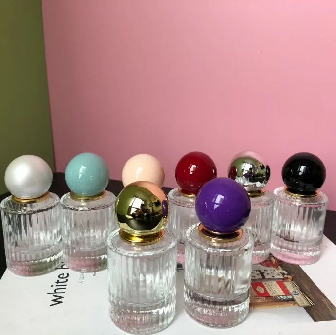 product new 30ml 50ml high end eau de parfum corrugated clear perfume bottle vertical strip glass spray bottle with ball cap-25