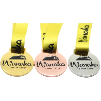 custom gold metal with ribbon sports customised sports medal custom marathon manufacturer bespoke medals