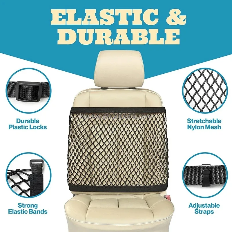 Versatile Elastic Car Net Front Seat Organizer Car Seat Net Organizer Purse Handbag Holder Car Storage Automobile Mesh Net