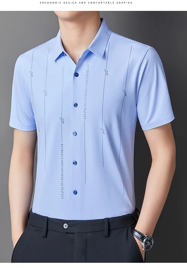 Liu Ming Custom Logo Wholesale Summer New Men Clothing Popular Short Sleeve Turn Down Collar Business Breathable T Shirts