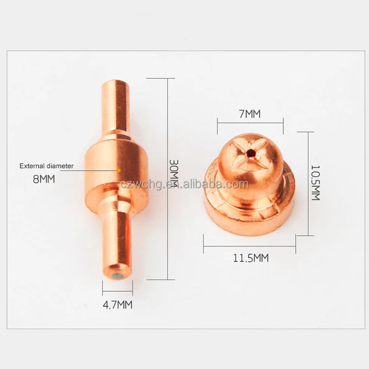 Plasma Electrode Plasma Cutting Cutter Torch Consumables PT31 PT40 Lengthen Plasma Electrode Nozzle
