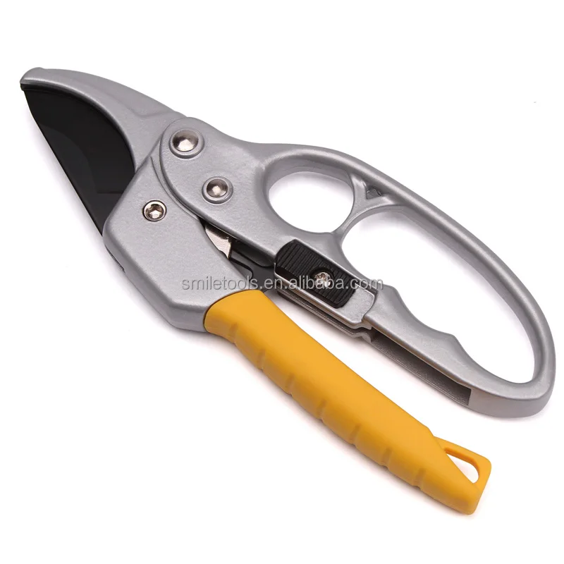 Pole Pruner Hydroponic Scissors Curved Blade And Ergonomic Grip Ratchet