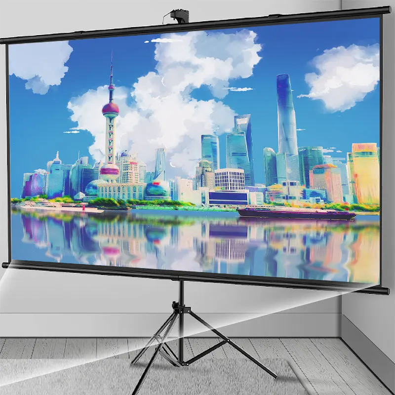 Presentation Equipment Everycom Projector Portable Screen 16:9 72 84 100 Inches ,with Bracket Curtain,Screen TV Home Backyard T