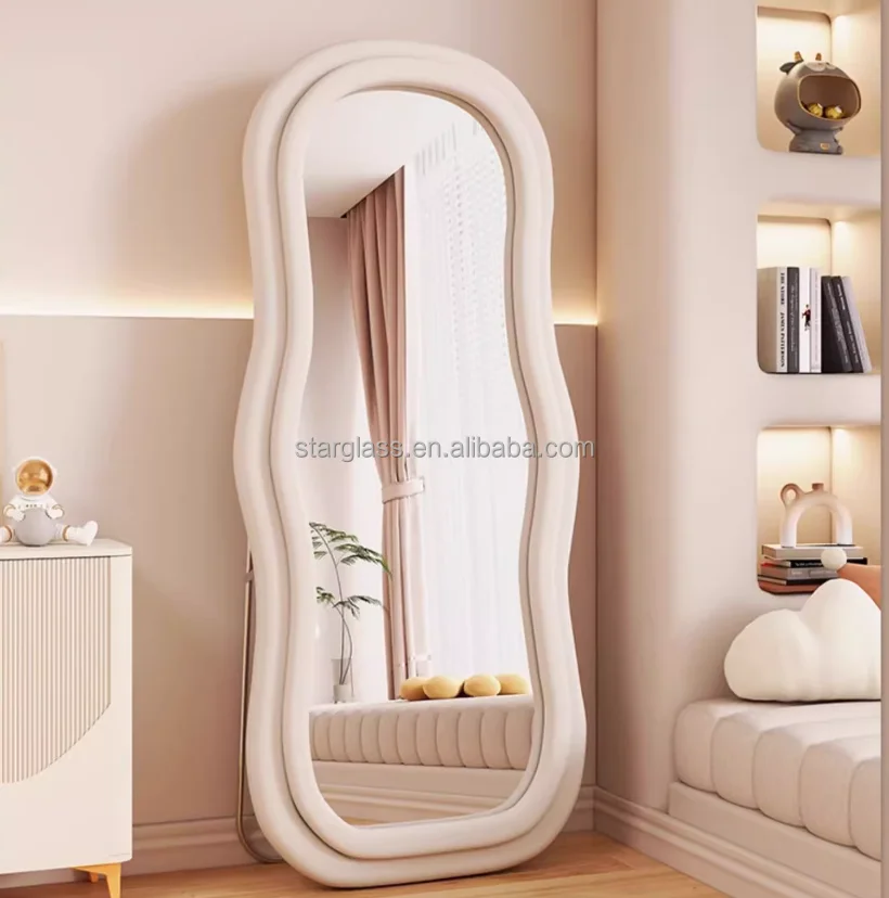 Custom Modern Style Luxury Arch Irregular Big Full Length Body Large Mirror Long Wavy Home Decor Wall Mirrors