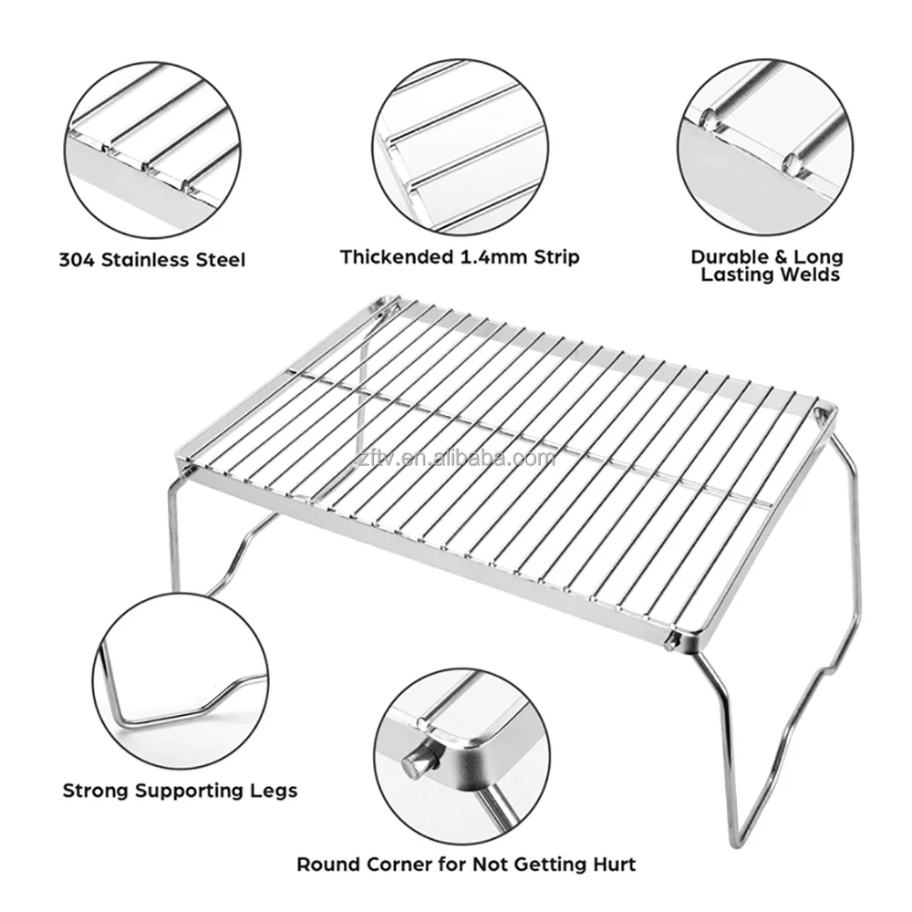 Campfire Grill Heavy Duty Steel Grate Over Fire Camp Grill With Carrying Bag For Outdoor Open