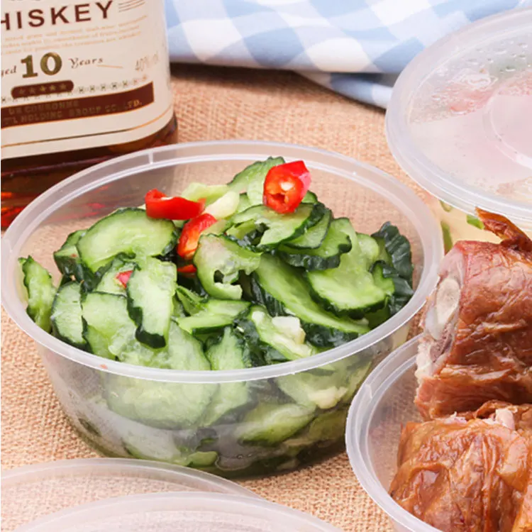 Food-grade Leakproof Plastic PP Salad Bowl Disposable Food Containers with lids