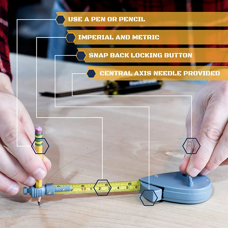Woodworking Tools Rotating Tape Measure Beam Compass Alternative Circle Drawing Tool to Draw Arcs  Tape Compass Geometry Tool