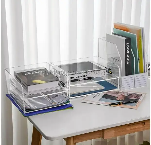 Clear Acrylic Organizer Tray,2 Tier Stackable Office File Storage,Storage Drawers For Letter/a4