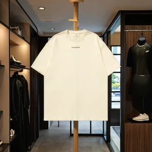 Q Brand New Summer Woven T-Shirt American Retro Style Trendy Letter Printing 100% Cotton Loose Short-Sleeved Anti-pilling Back