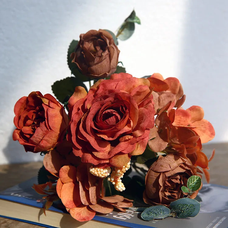 Kunstblumenstrauß Mit Hortensien & Pfingstrose – Seidenblumen, Ca. 30 Cm, Für Deko Zuhause, Hochzeit & Garten