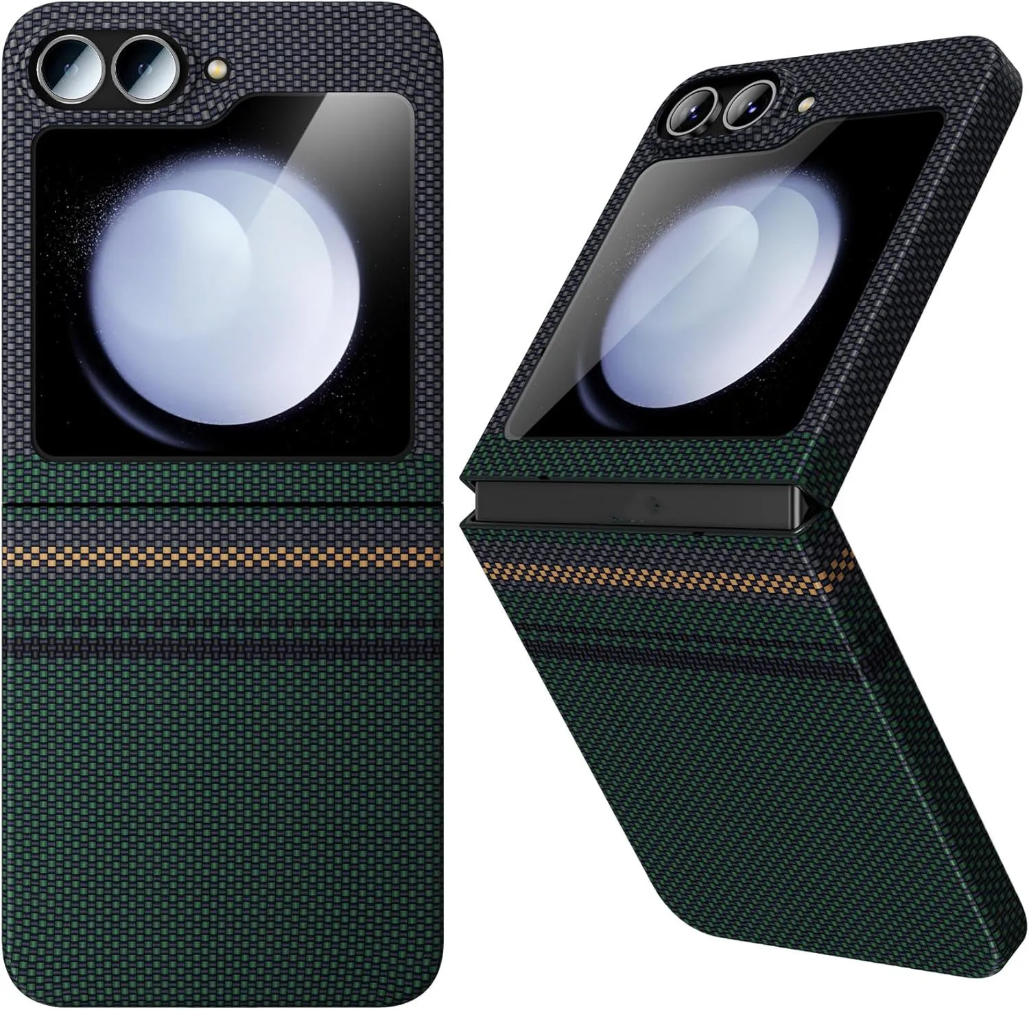 Laudtec for Galaxy Z Flip 6 Case Ultra Slim & Light Power Share Wireless Charging Carbon Fiber  600D & 1500D Black