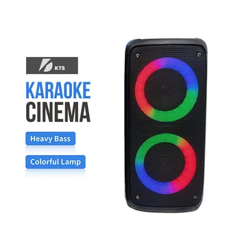 KTS 1266 double 4 inch rechargeable karaoke speakers party led rolling trays with speaker