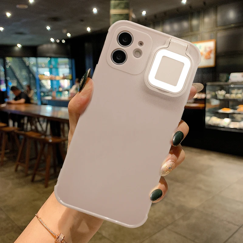 Selfie Make up Square Light Mobile Phone Shell for iPhone 12 Promax Phone Case with Ring Light
