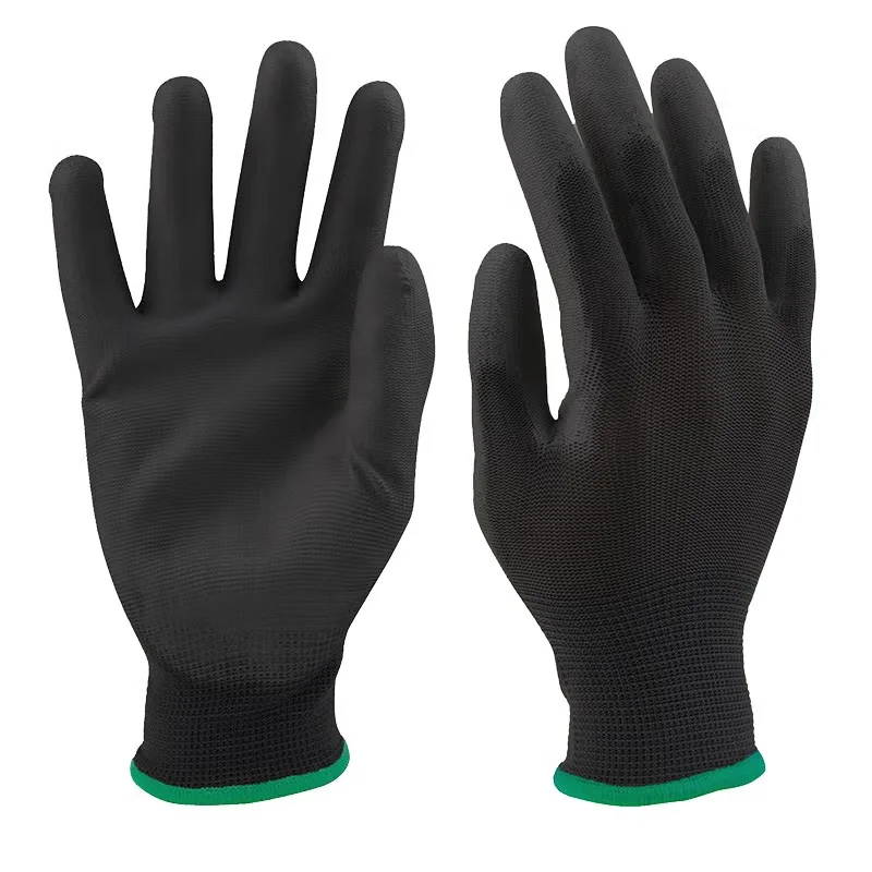 REG-P-355 13 gauge black polyester black PU coated gloves