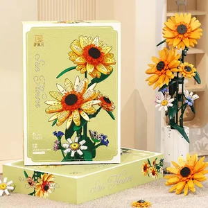 EPT New Building Blocks Toys Sunflower Building Blocks Flower Particles Assembled Eternal Life Flower Decoration Toy