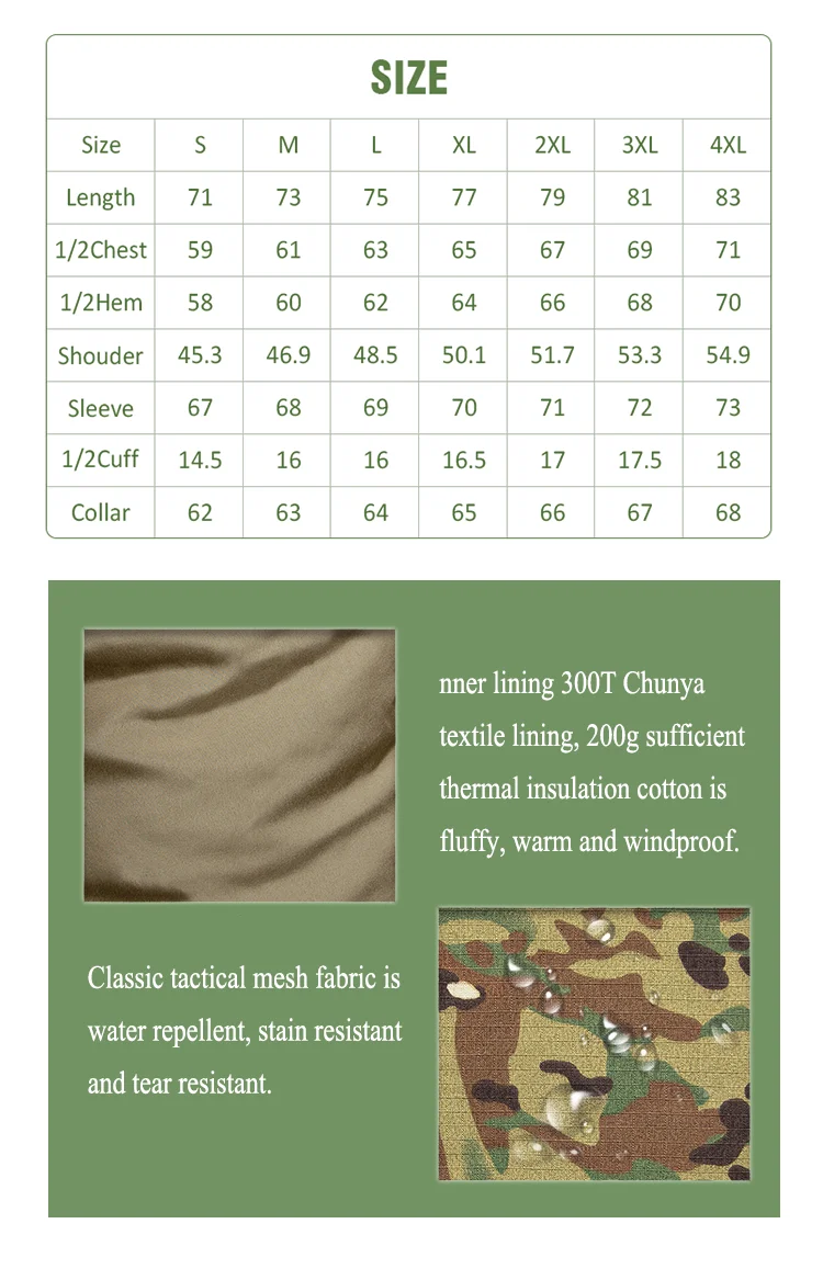 Camouflage Set Cotton-Padded Tactical Gear Jacket Suit