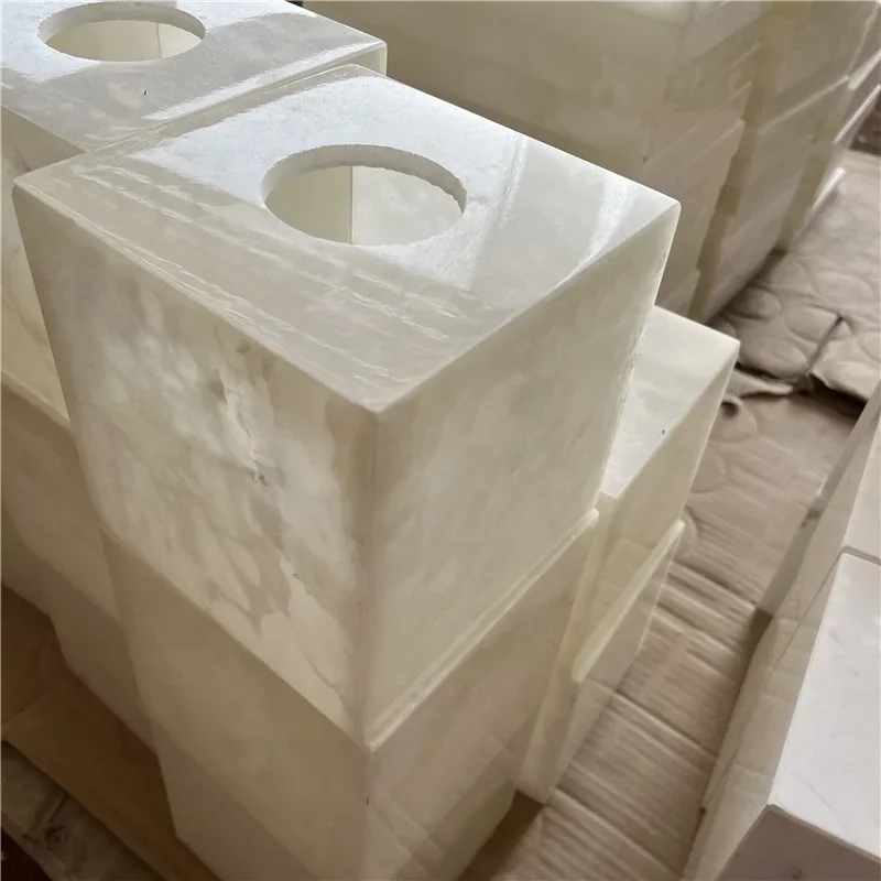 Wholesale Custom High Quality Luxury Modern Design Square White Onyx Tissue Box For Hotel And Villa Decoration