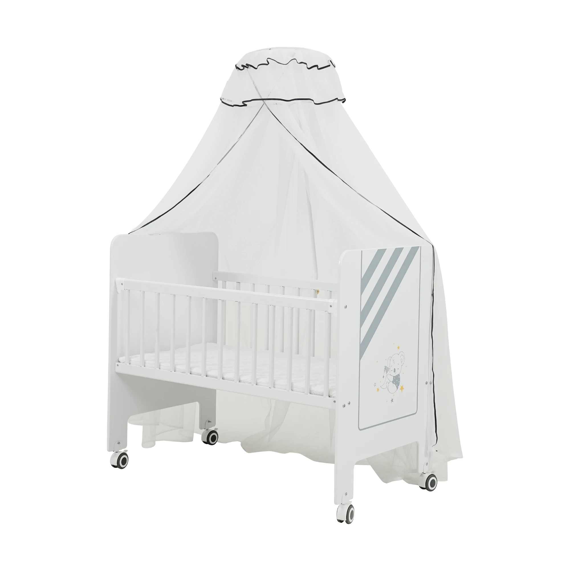 B2261 Cool Baby Newest Co-sleeping Baby Crib with Four Soundproof Wheels