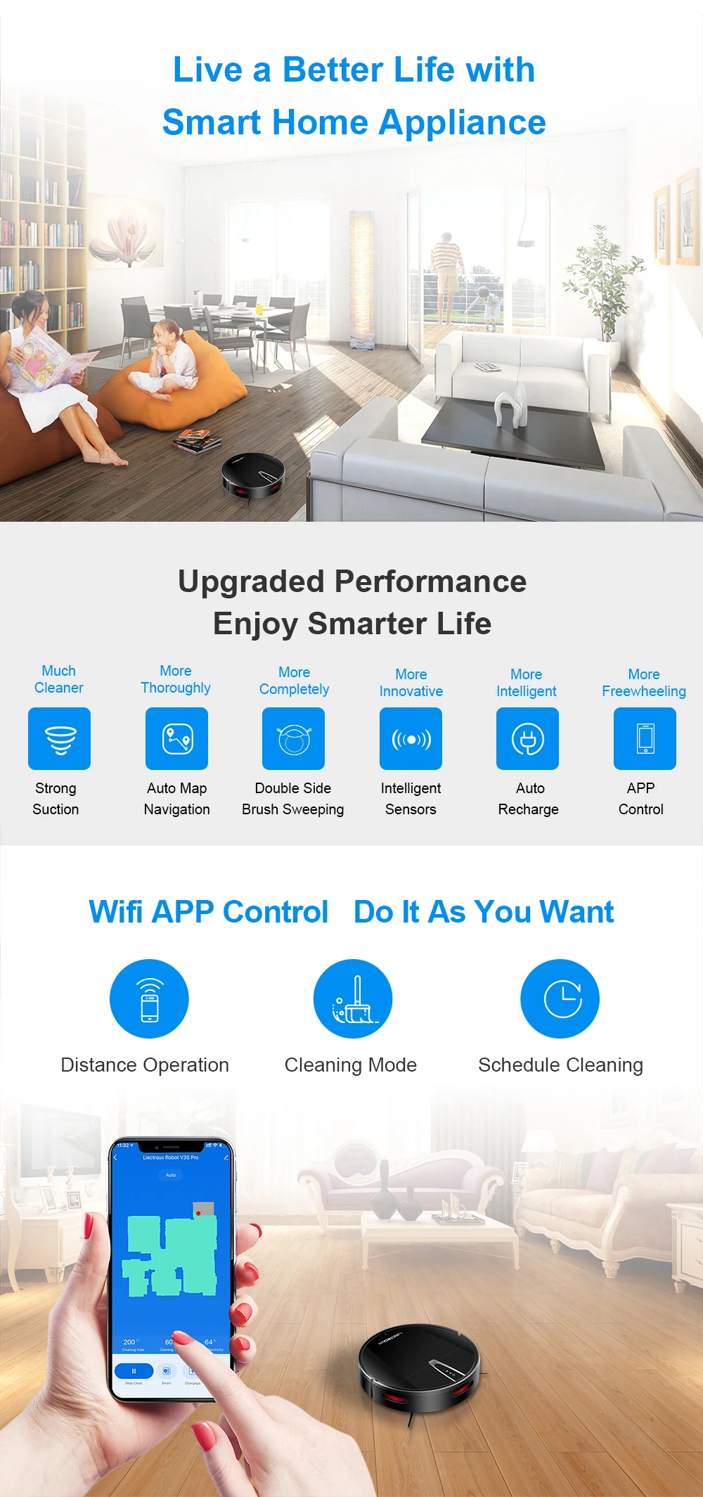 Oem/china Factory Supply Robot Vacuum Cleaner Liectroux V3s Pro