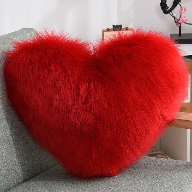 Aoyatex creative heart-shaped plush throw pillow cushion Cushion with core sofa waist cushion office seat wool pillow details