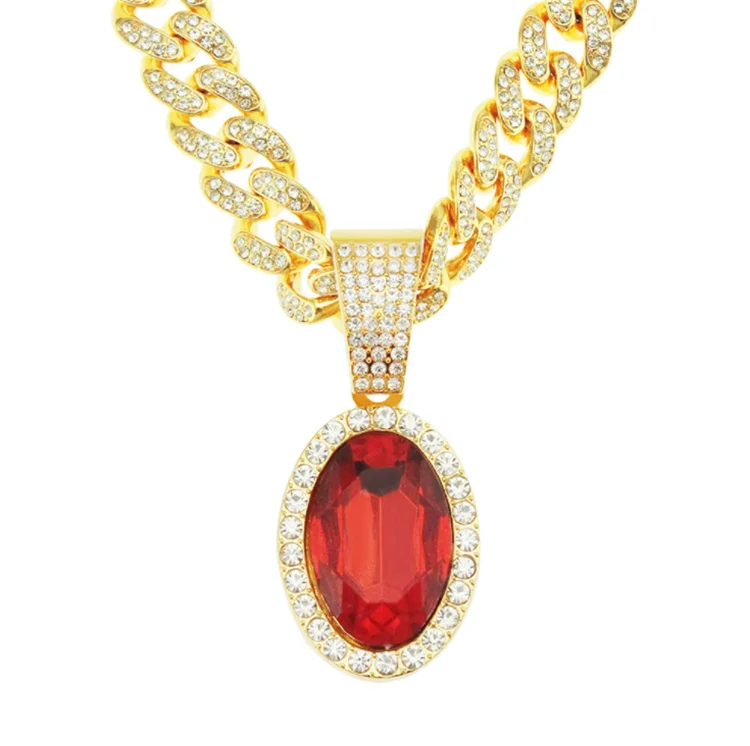 european and american hot selling ruby oval pendant big buckle