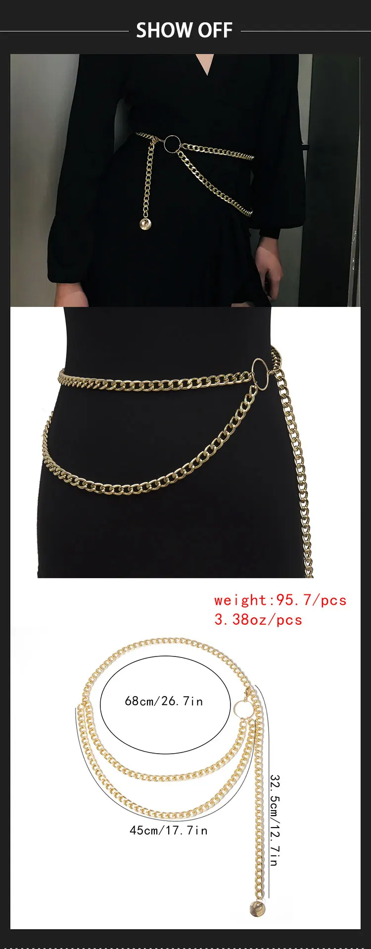 Fashion Link Chain Belt Punk Hip Hop 