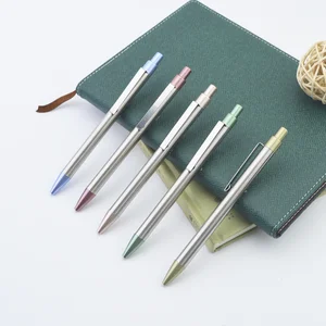 Factory Direct Sales of New Stainless Steel Push-button Metal Ballpoint Pen, Multi-color Business Signature Pen with Custom logo