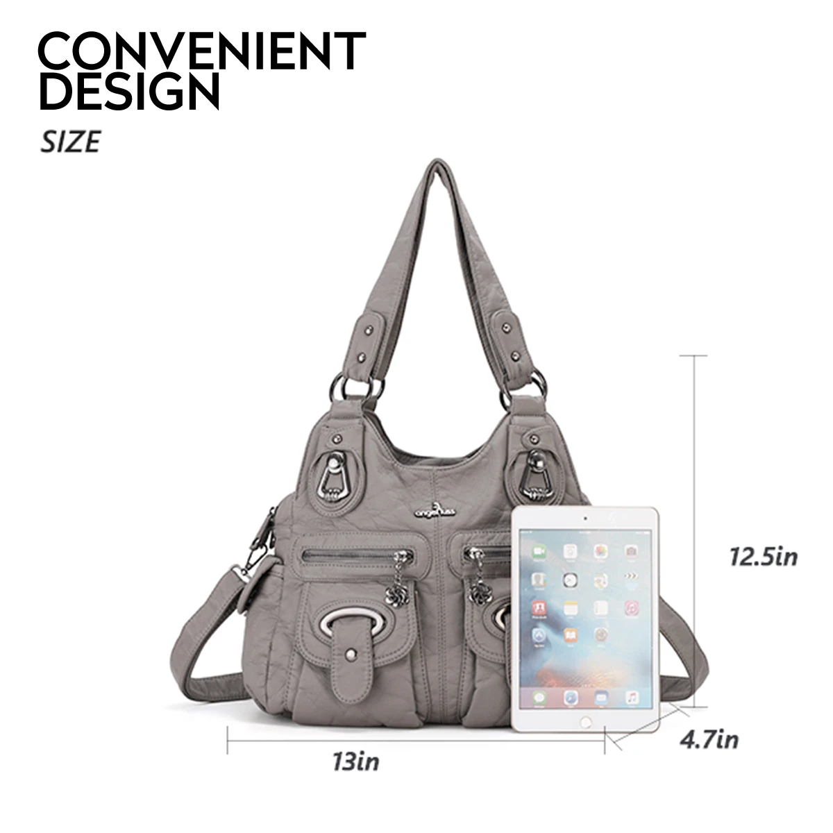 Angel Kiss Handbags Women Purse PU Leather Multi Pockets Shoulder Bags Satchel Crossbody Custom Embossed Hand bag