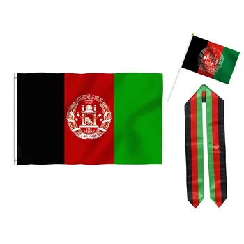 Sunshine 100% polyester black red green  afghanistan flag logo 3x5FT double stitching big Afghanistan Afghan flag