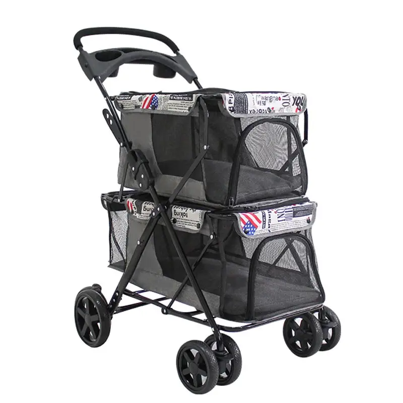4 Wheel Luxury Jogging Travel Petstroller Carreolas Para Perros 2 Double  Decker Pet Stroller for Cats Dogs