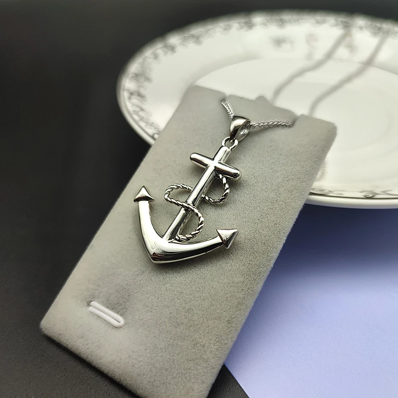 S925 Sterling Silver Cross with Anchor Pendant for Men & Women