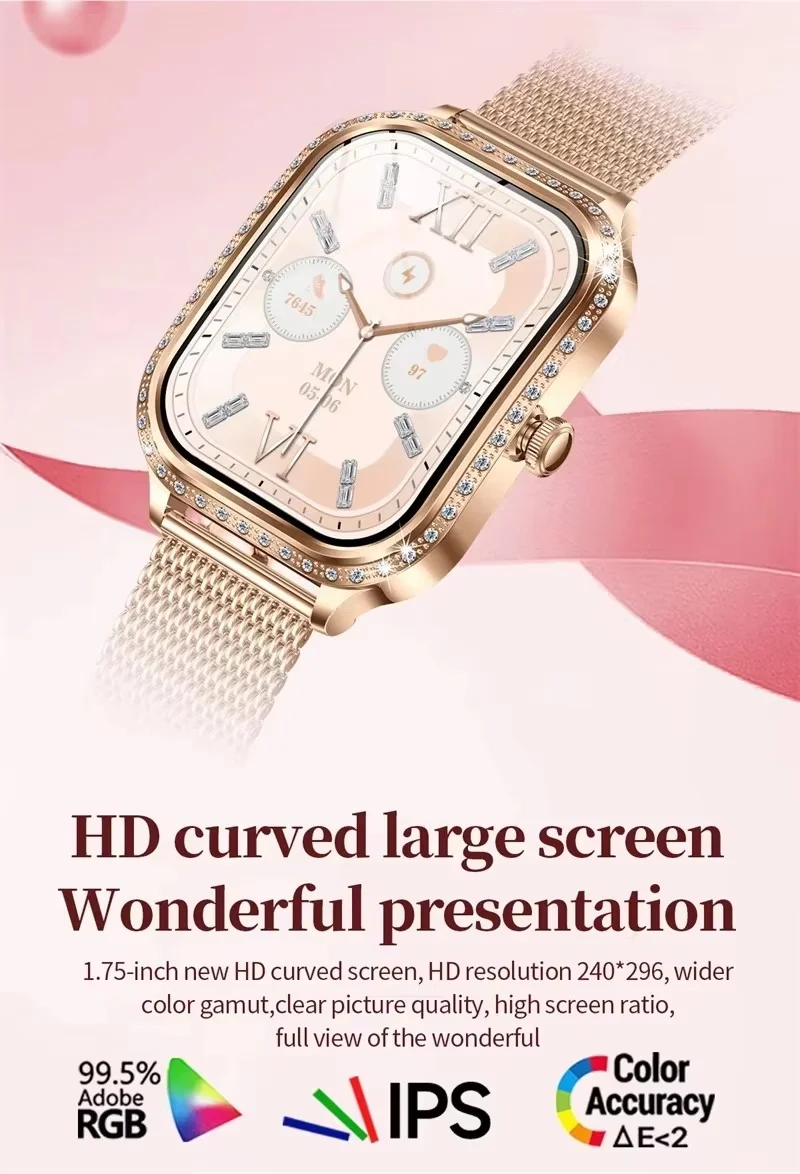 2025 New Women Square Screen Smart Watch Tft Touch Screen MK88 Waterproof Blood Pressure Blood Oxygen Monitoring Smartwatches