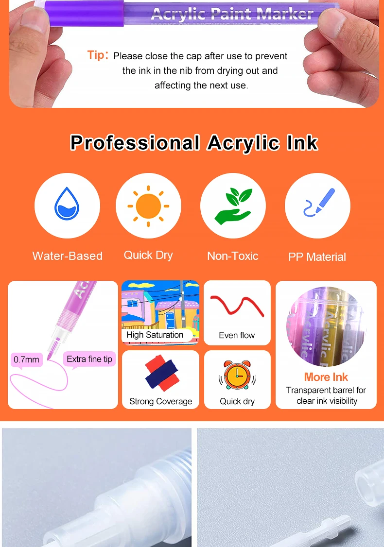 Oem Custom Art Acrylic Paint Marker Pens 12 24 28 36 48 Color ...
