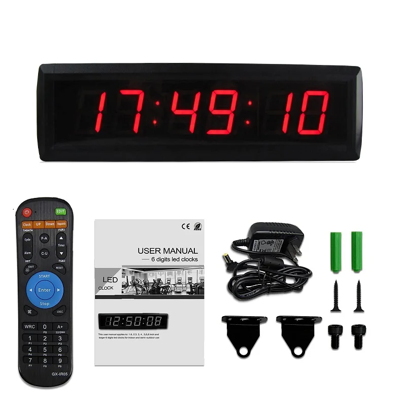 Control remoto 1,8 pulgadas pantalla LED electrónica temporizador hogar  Oficina Reloj de pared Digital con cuenta atrás funciones de cronómetro