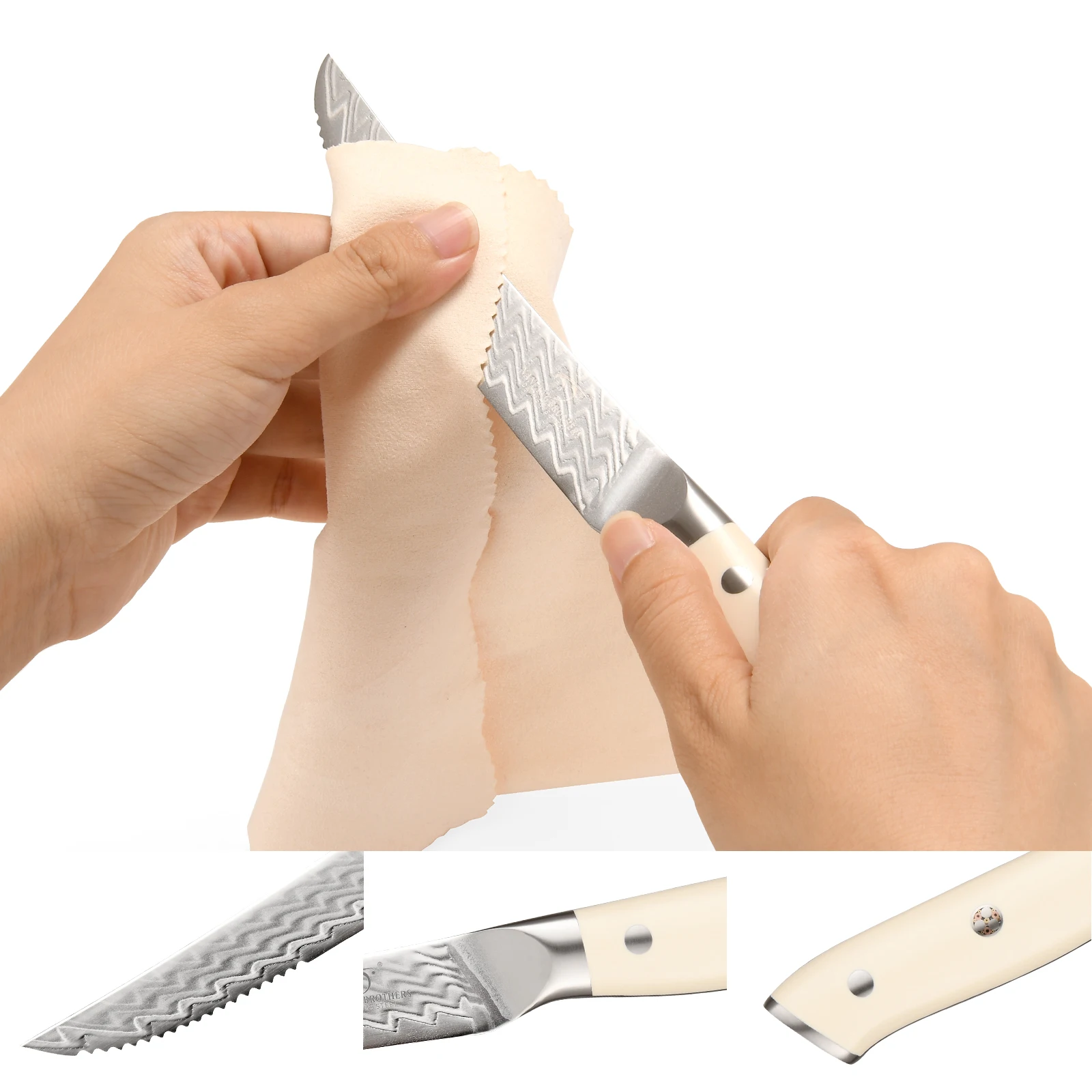 Set di coltelli da bistecca di lusso da 9 pezzi in acciaio Damasco con ceppo in legno_voghion.com