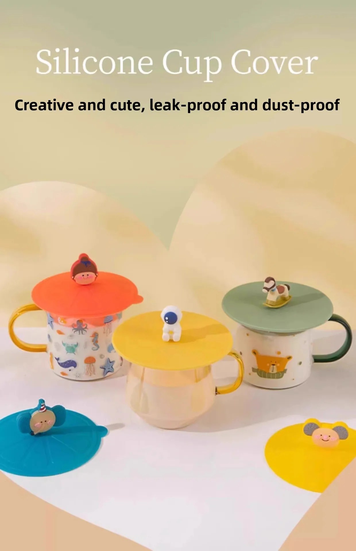 High Temperature Resistant Food Grade Silicone Universal Tea Cup Cover Dustproof and Water Resistant Mug Cover Accessories factory