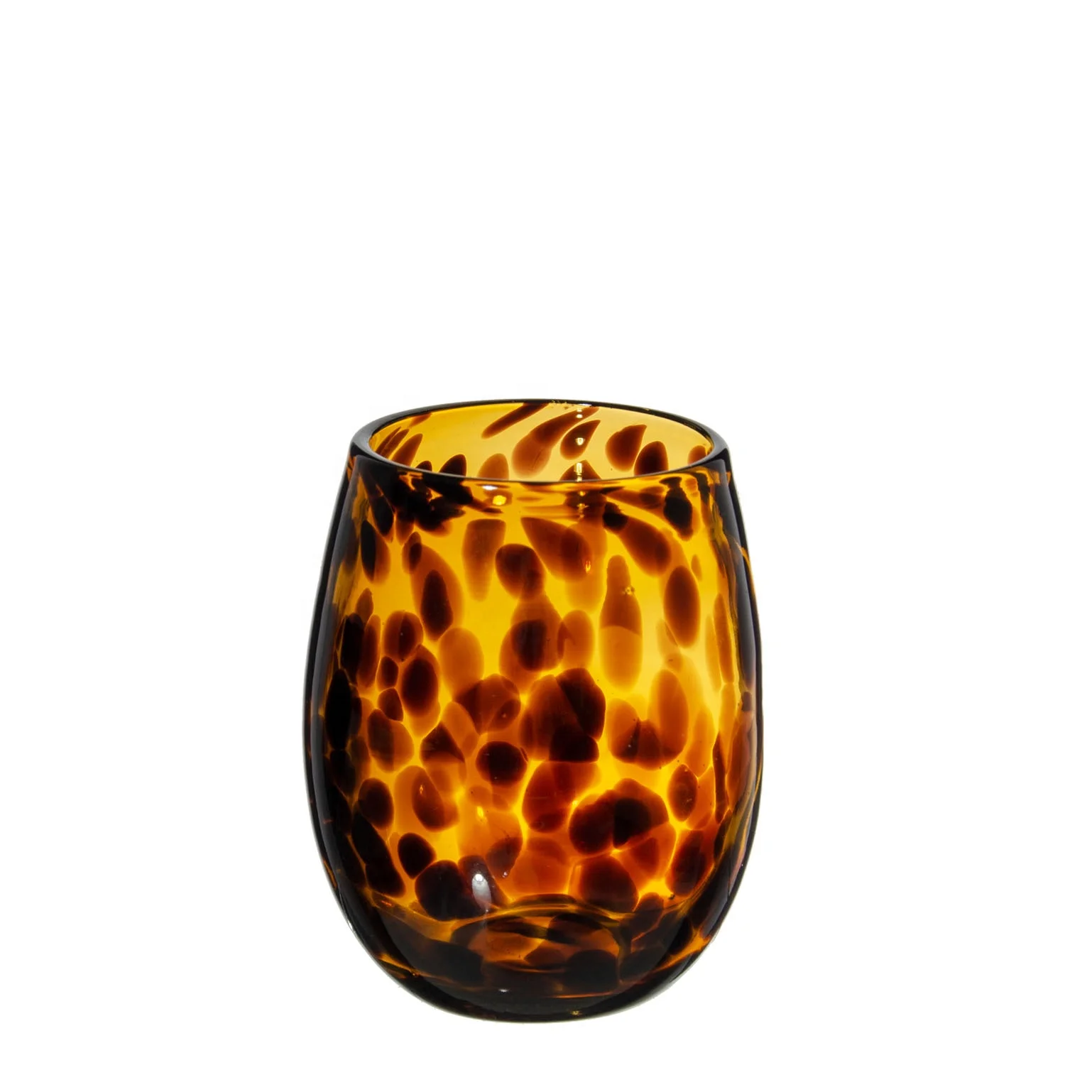 Samyo Hand Blown Modern Leopard Colored Empty Glass Tumbler Candle Holder Jars for Candles