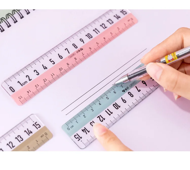 Set 4 Righelli Trasparenti 15cm - Anti-miopia Per Scuola E Ufficio - Con Goniometro E Triangoli - Foto 4