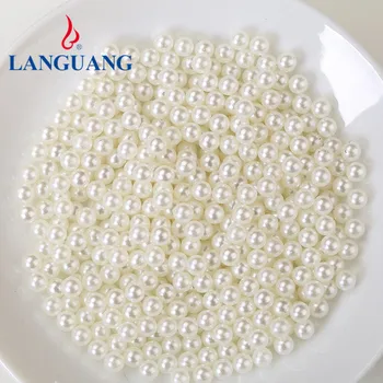 High quality multi-size white ABS pearl round non-porous loose beads bulk straight hole pearl jewelry dance costume decoration