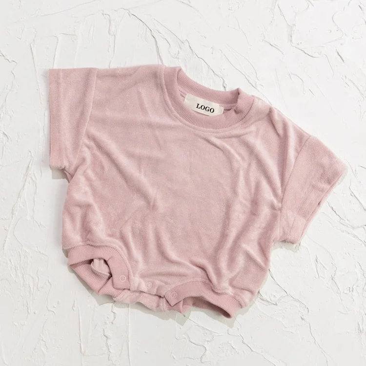 NEW Design Summer Custom Embroidery Unisex Soft Casual Terry T-shirt Romper for Baby