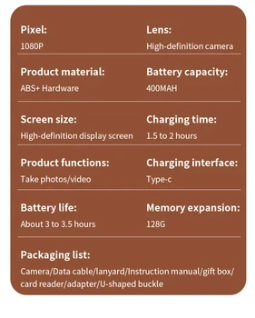 LK011 Professional Photo Smart Mini SLR CCD 3" IPS Screen Projection Kids Film Camera HD 1080P Waterproof Plastic MicroSD MP3 detail image