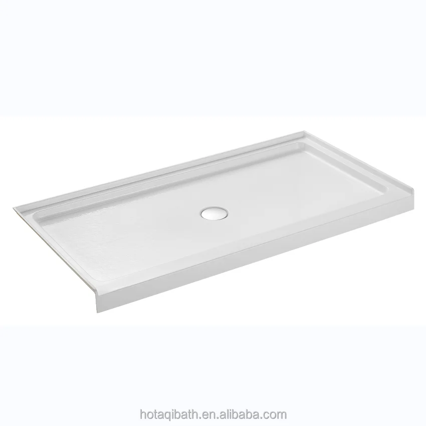 Acrylic Shower Base Factory With Tile Flanges On Three Sides Drain Hole