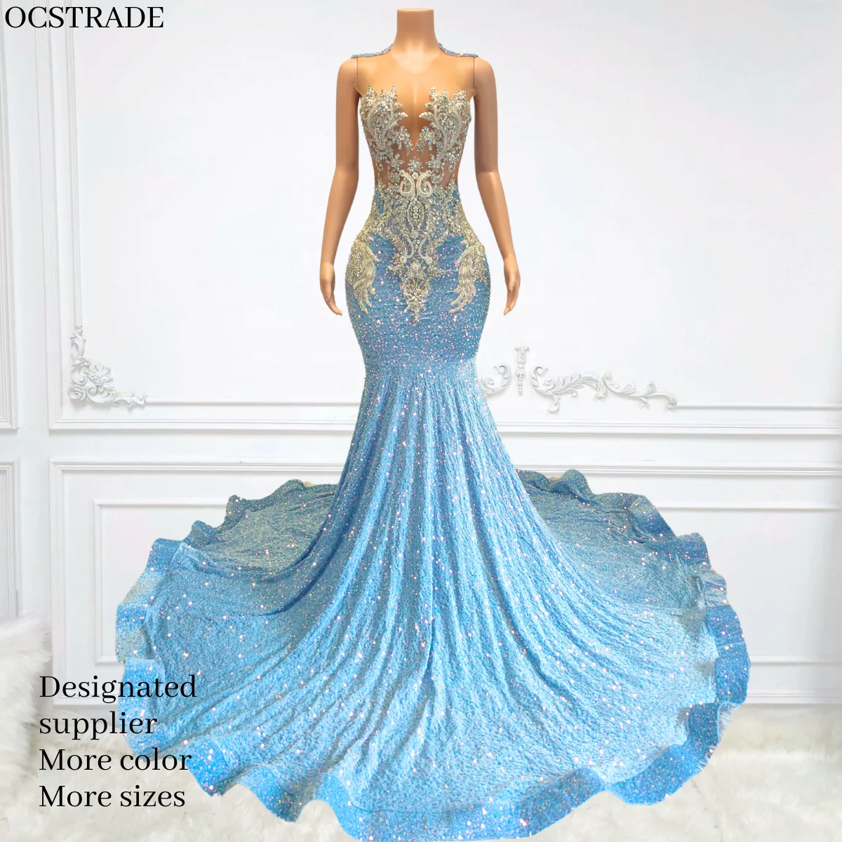 open lace back dress Burgundy Pattern Sequin Prom Dress 2025 Backless 16 / Custom Color main image 1