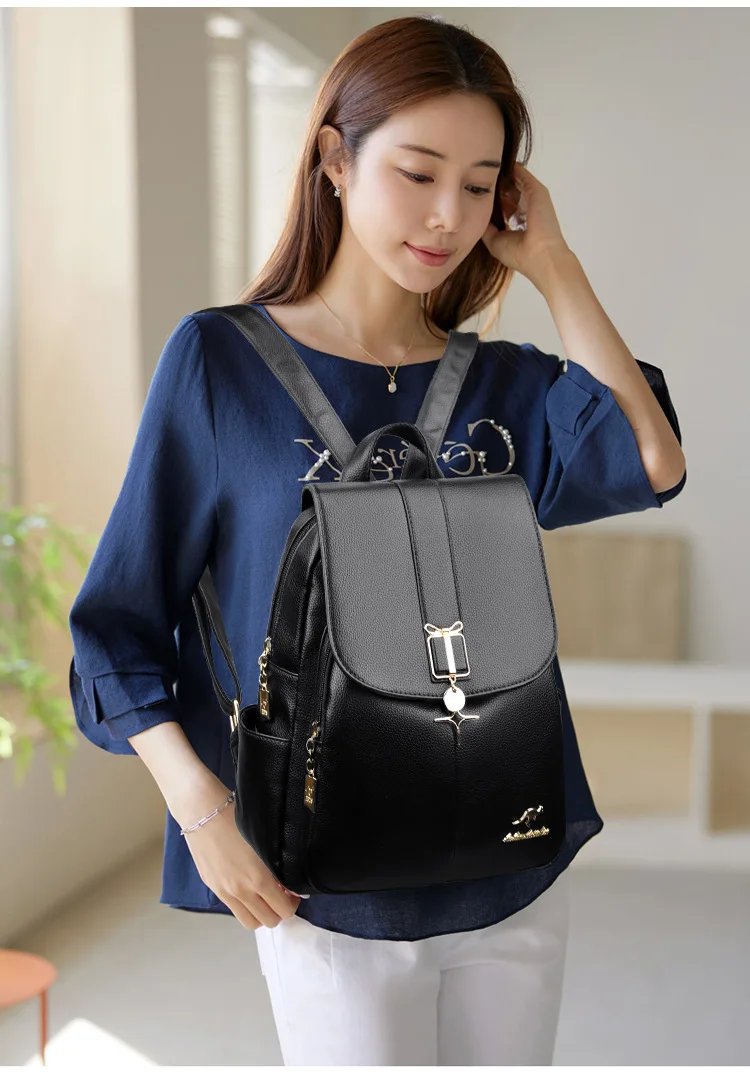 Multifunction backpack women school bags leather travel backpacks luxury Women main image 4