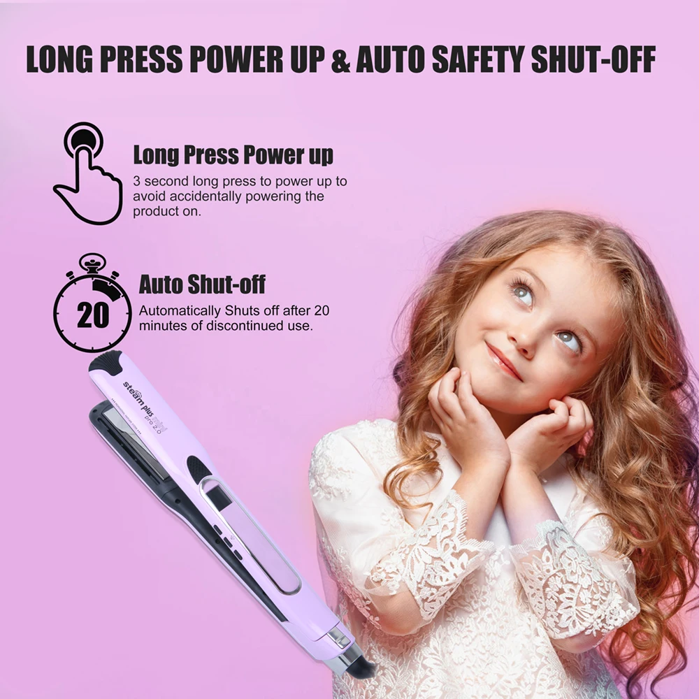 Steamplus 85w LCD 40ml Tank Titanium Plates Salon Styling Tools Steam Machines Iron Hair Straightener Brush